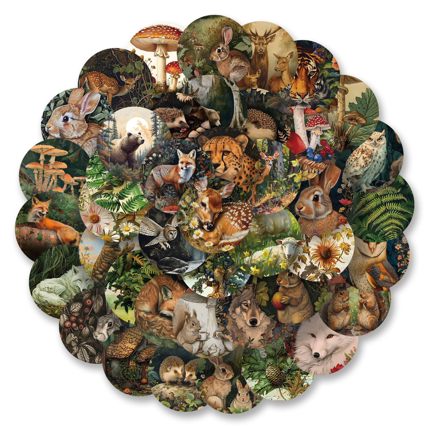 Vintage Cycling Gear - 50pcs Round Vintage Animal Graffiti Stickers,