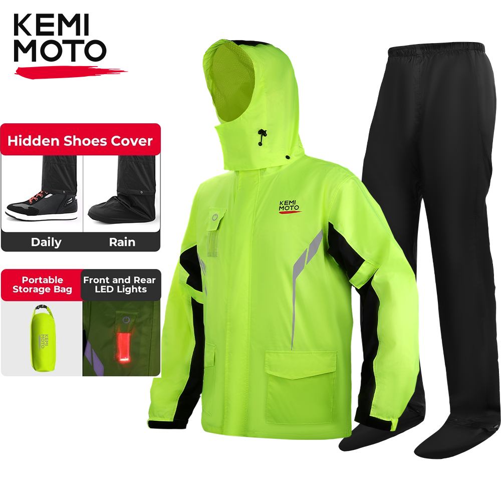 Cycling Gear Pants - KEMIMOTO Unisex Waterproof Raincoat Set with